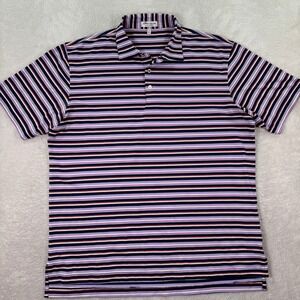 Peter Millar Summer Comfort Men's Large Striped Polo Shirt Golf Casual Purple